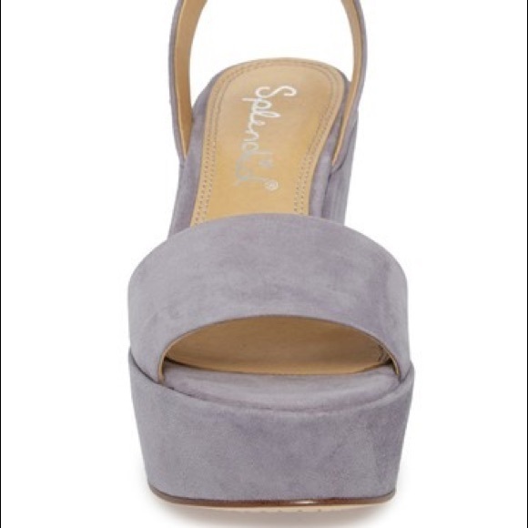 NWT Splendid Felix Grey Lavender Suede Platform Wedges 10 - Picture 2 of 6
